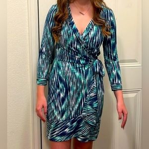 Maxazria wrap dress Blue and green XS